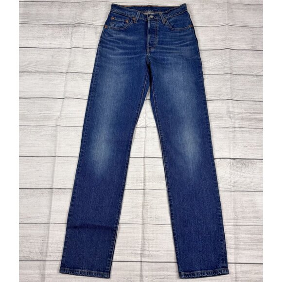 Levi's 501 Jeans Women's 24x32 Blue Original Fit Stretch Denim Button Fly - Picture 3 of 15